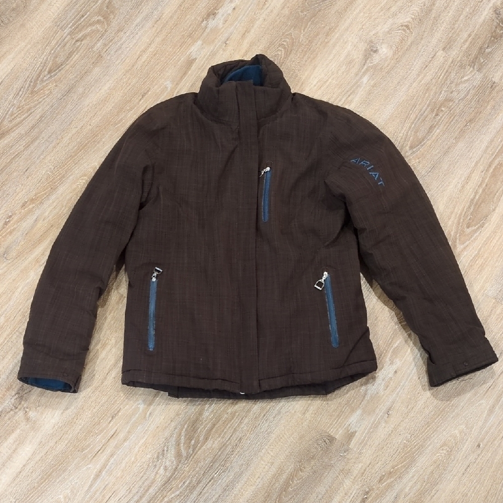 🤎💙Ariat Dark Brown Jacket with Blue Zippers Women's size Medium🤎💙  CUTE!!!😍